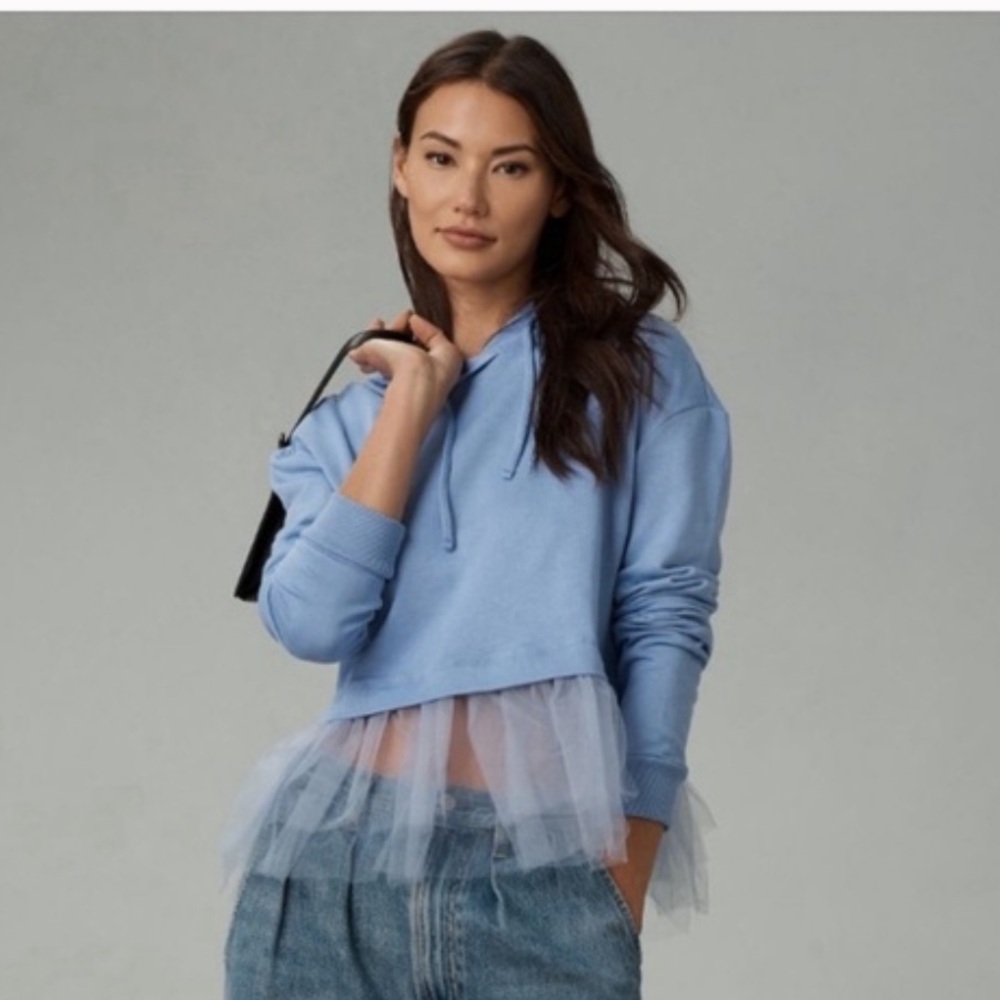 Anthropologie Pilcro Fun Sweatshirt with Tulle hem